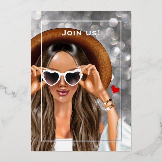 Summer Silver Faux Bokeh Bachelorette Folie Uitnodiging (Voorkant)