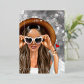 Summer Silver Faux Bokeh Bachelorette Folie Uitnodiging (Staand Voorkant)