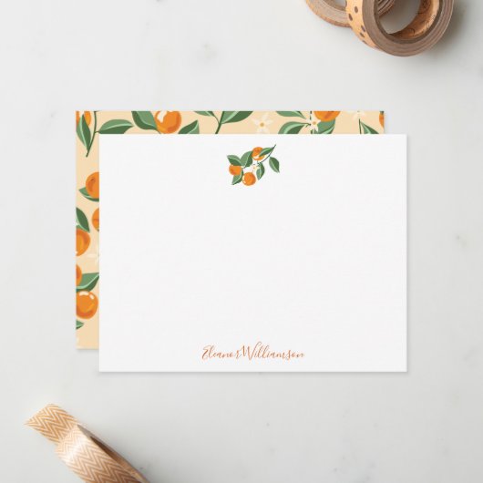 Summer  Sinaasappels Boho Natuur Personalized Notitiekaartje (Voorkant / Achterkant in situ)