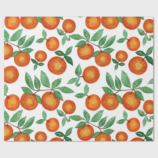 Summer Sinaasappels Citrus Waterverf Fruit Pattern Cadeaupapier (Vlak)