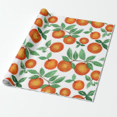 Summer Sinaasappels Citrus Waterverf Fruit Pattern Cadeaupapier (Uitgerold)