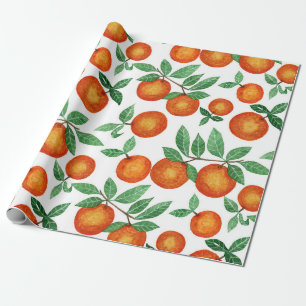 Summer Sinaasappels Citrus Waterverf Fruit Pattern Cadeaupapier