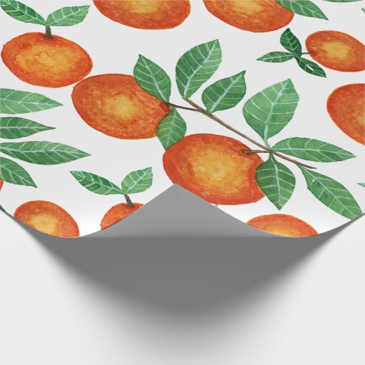 Summer Sinaasappels Citrus Waterverf Fruit Pattern Cadeaupapier (Hoek)