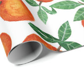 Summer Sinaasappels Citrus Waterverf Fruit Pattern Cadeaupapier (Rol Hoek)