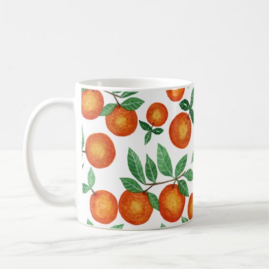 Summer Sinaasappels Citrus Waterverf Fruit Pattern Koffiemok (Links)