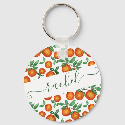 Summer Sinaasappels Citrus Waterverf Fruit Pattern Sleutelhanger (Voorkant)