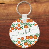 Summer Sinaasappels Citrus Waterverf Fruit Pattern Sleutelhanger (Voorkant)