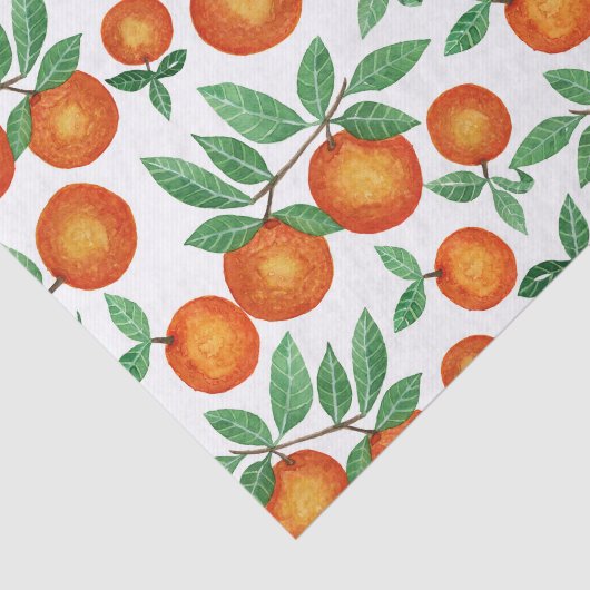 Summer Sinaasappels Citrus Waterverf Fruit Pattern Tissuepapier (Detail)