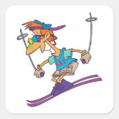 Summer Skier Vierkante Sticker (Voorkant)