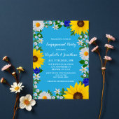 Summer Sky Blue Bloemen Verlovingsfeest Kaart