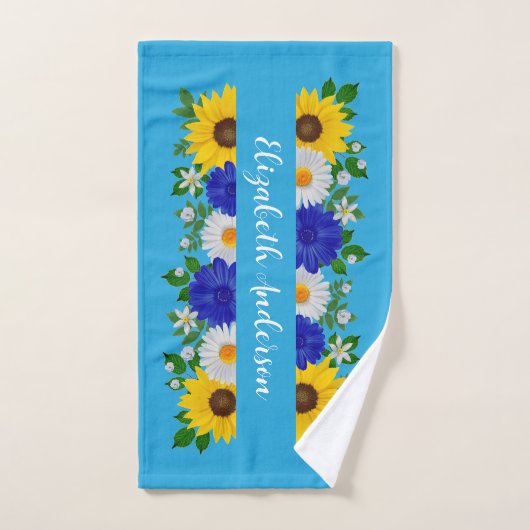 Summer Sky Blue Floral Handdoek (Handdoek)