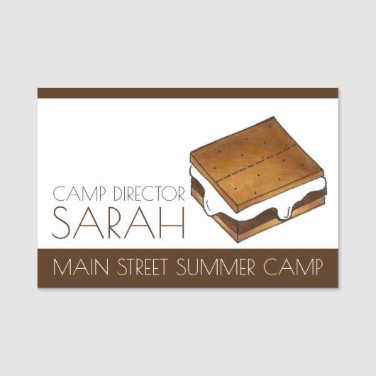 Summer Sleepaway Camp Counselor S'mores Smores Naamplaatje (Voorkant)