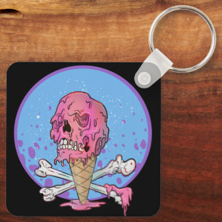 Summer Smelting Ice Cream Dripping Skull Sleutelhanger