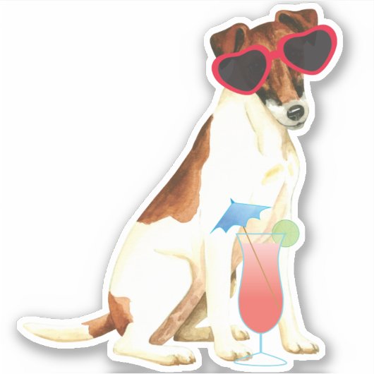 Summer Smooth Fox Terrier Vinyl Sticker (Voorkant)