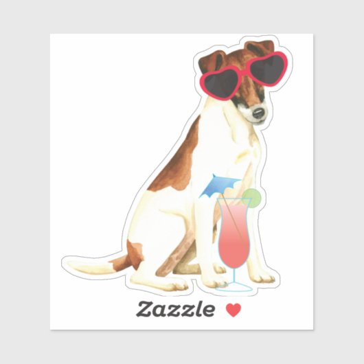 Summer Smooth Fox Terrier Vinyl Sticker (Vel)