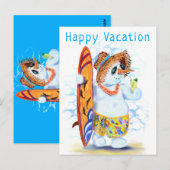 Summer Snowman Surfer Funny Happy Vacation Kaart (Voorkant / Achterkant)