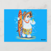 Summer Snowman Surfer Funny Happy Vacation Kaart (Achterkant)