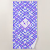 Summer Soft Paars Blue Pset Personalize Monogram Strandlaken (Voorkant)