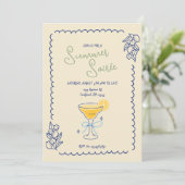 Summer Soirée Cocktail Evening Invitation Kaart (Staand voorkant)