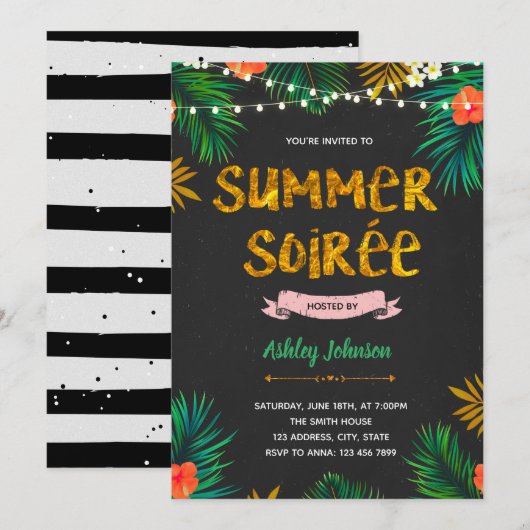 Summer Soiree-uitnodiging Kaart (Voorkant / Achterkant)