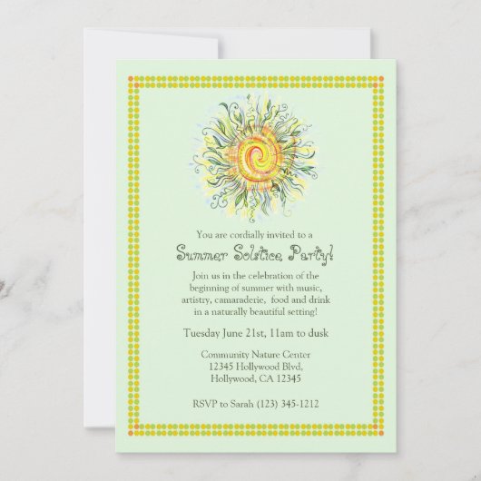 Summer Solstice 2022 Party Invitation Kaart (Voorkant)