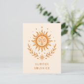 Summer Solstice Celestial Sun Face Botanical Art Briefkaart (Staand voorkant)