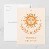 Summer Solstice Celestial Sun Face Botanical Art Briefkaart (Voorkant / Achterkant)