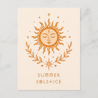 Summer Solstice Celestial Sun Face Botanical Art Briefkaart
