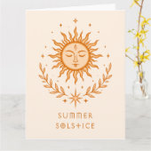 Summer Solstice Celestial Sun Face Botanical Art Kaart (Gele Bloem)