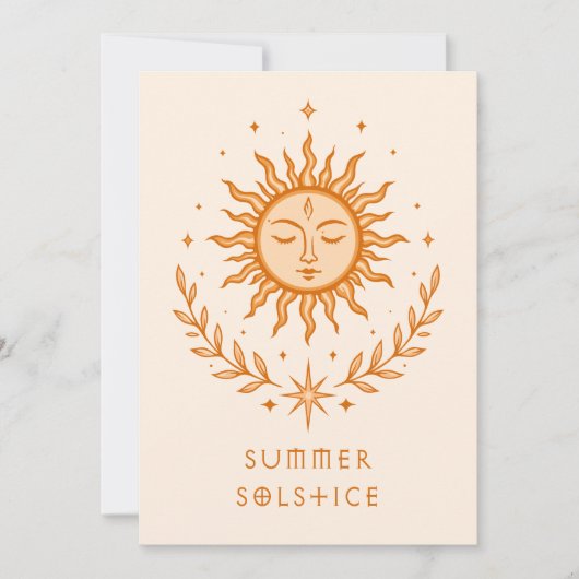 Summer Solstice Celestial Sun Face Botanical Art Kaart (Voorkant)
