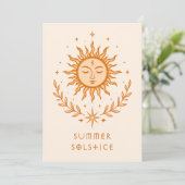 Summer Solstice Celestial Sun Face Botanical Art Kaart (Staand voorkant)