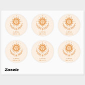 Summer Solstice Celestial Sun Face Botanical Art Ronde Sticker (Vel)