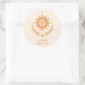 Summer Solstice Celestial Sun Face Botanical Art Ronde Sticker (Tas)