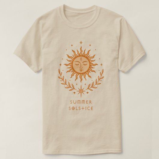Summer Solstice Celestial Sun Face Botanical Art T-shirt (Design voorkant)