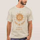 Summer Solstice Celestial Sun Face Botanical Art T-shirt (Voorkant)