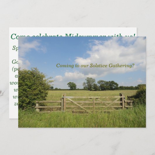 Summer Solstice Gathering Invitation Kaart (Voorkant / Achterkant)