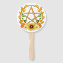 Summer Solstice Gold Pentacle Wiccan Sunflower Handwaaier