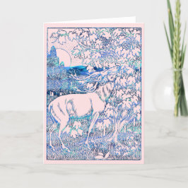 Summer Solstice Litha Blue Glitter Deer & Sunshine Feestdagen Kaart