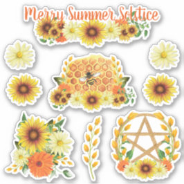 Summer Solstice Sunflower Honey Bee Pagan Kinder Sticker