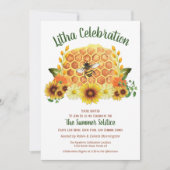 Summer Solstice Sunflower & Honeycomb Litha Party Kaart (Voorkant)