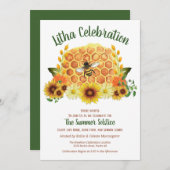 Summer Solstice Sunflower & Honeycomb Litha Party Kaart (Voorkant / Achterkant)