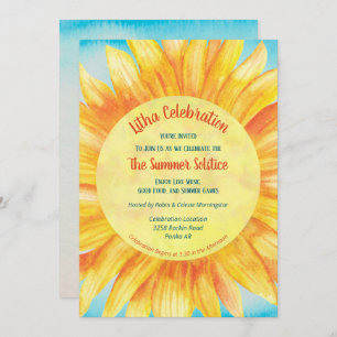 Summer Solstice Sunflower Sun Wiccan Litha Party Kaart