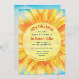 Summer Solstice Sunflower Sun Wiccan Litha Party Kaart