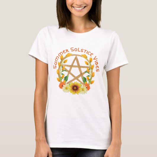 Summer Solstice Vibles Sunflower Gold Pentacle T-shirt (Voorkant)