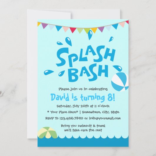 Summer Splash Pool Boys Birthday Kaart (Voorkant)