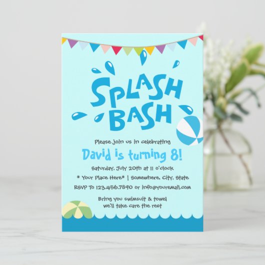 Summer Splash Pool Boys Birthday Kaart (Staand voorkant)