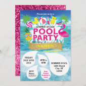 Summer Splash Pool Party Invitation Kaart (Voorkant / Achterkant)