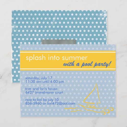 Summer Splash Uitnodiging (Voorkant / Achterkant)