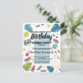 Summer Splash Verjaardag Tennis Party Briefkaart (Staand voorkant)