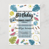 Summer Splash Verjaardag Tennis Party Briefkaart (Voorkant)